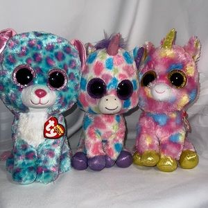 🚢🚢 TY 10" Beanie Boo's - Sydney - Wishful - Fantasia - leopard and unicorns